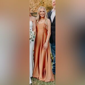 Elegant Satin Orange Dress